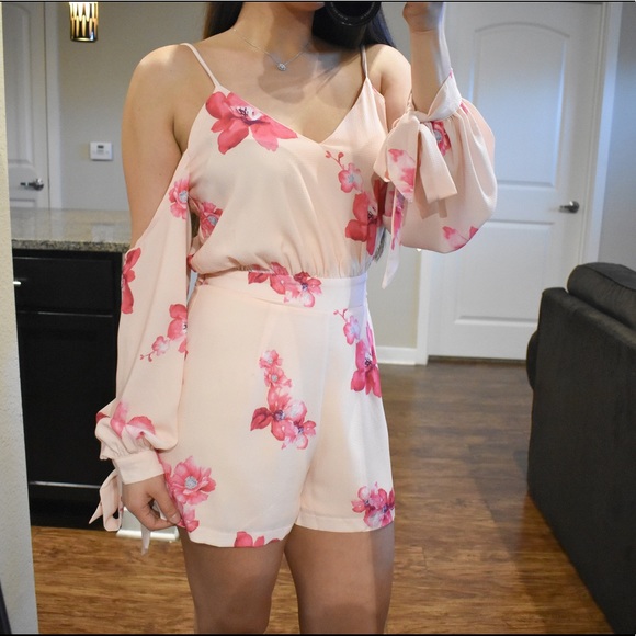 Hello Spring! Cold Shoulder Floral Romper - Picture 2 of 7